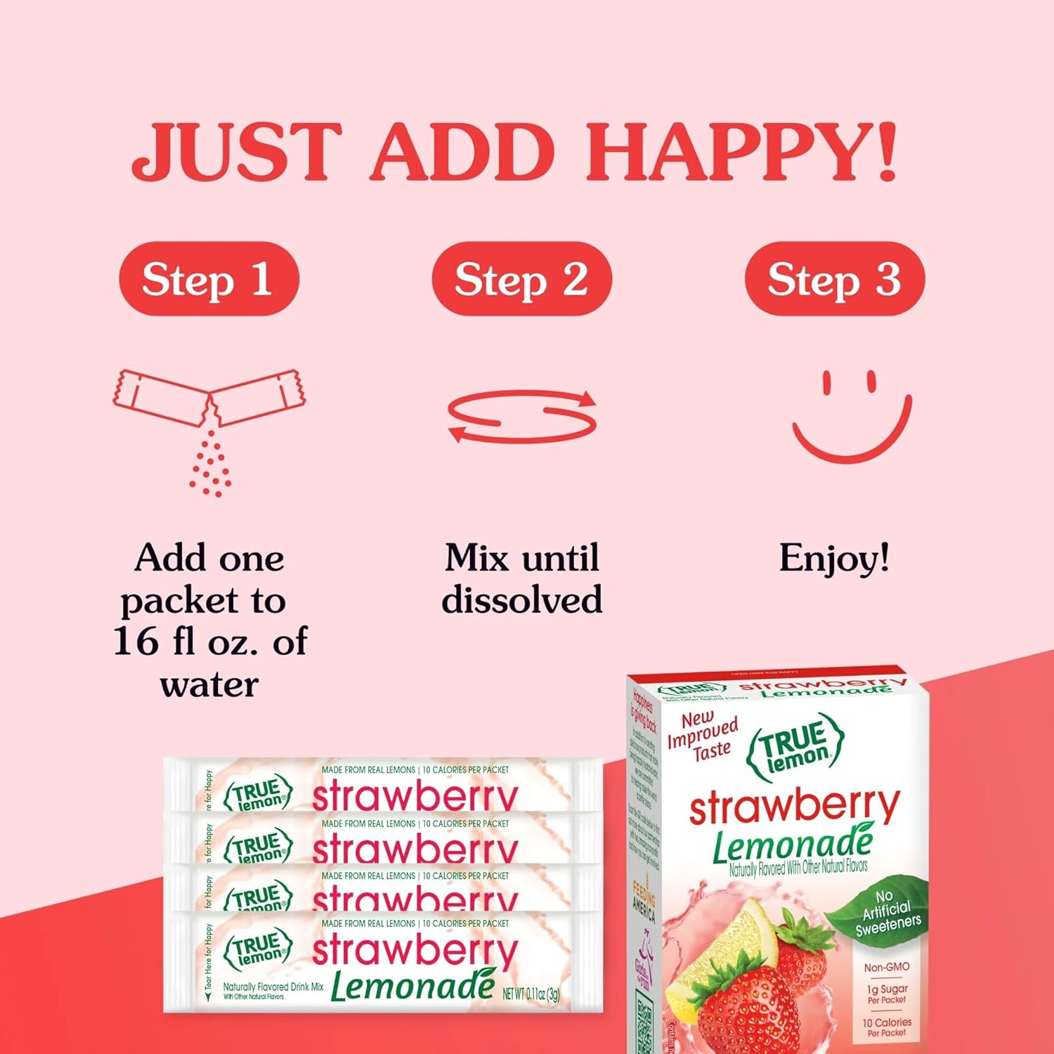 True Citrus True Lemon Strawberry Lemonade Drink Mix – Mindful Hydration Support for Sugar-Conscious Adults