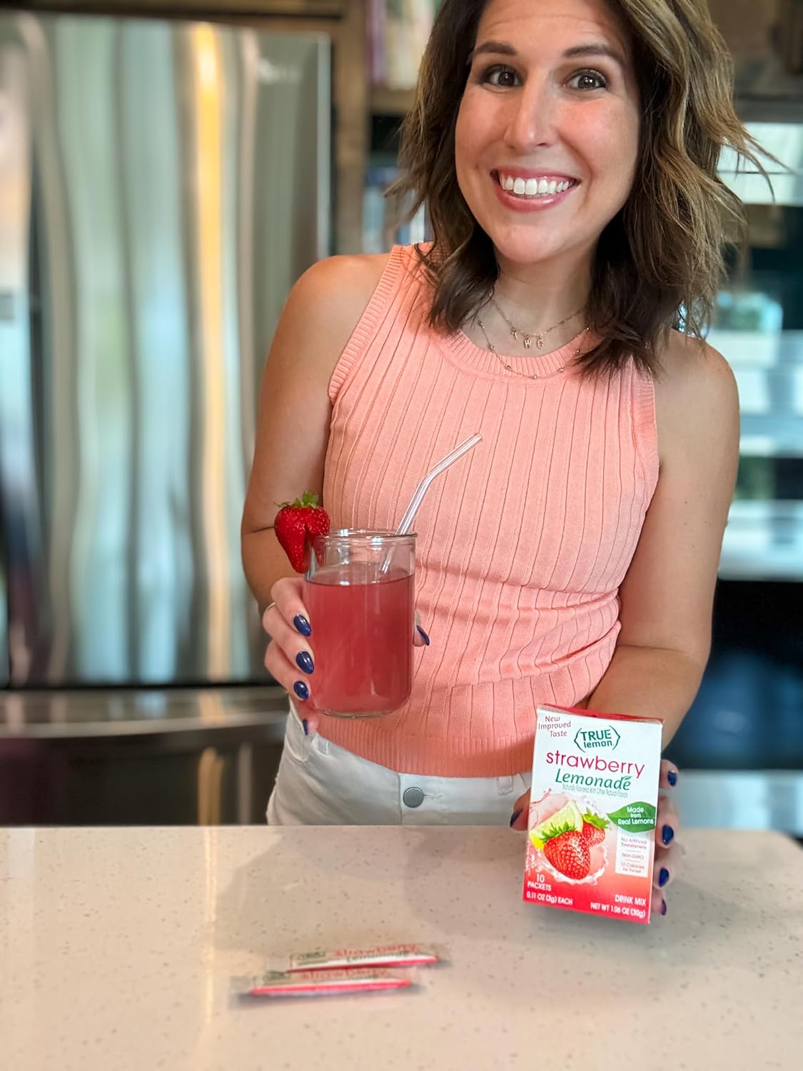 True Citrus True Lemon Strawberry Lemonade Drink Mix – Mindful Hydration Support for Sugar-Conscious Adults