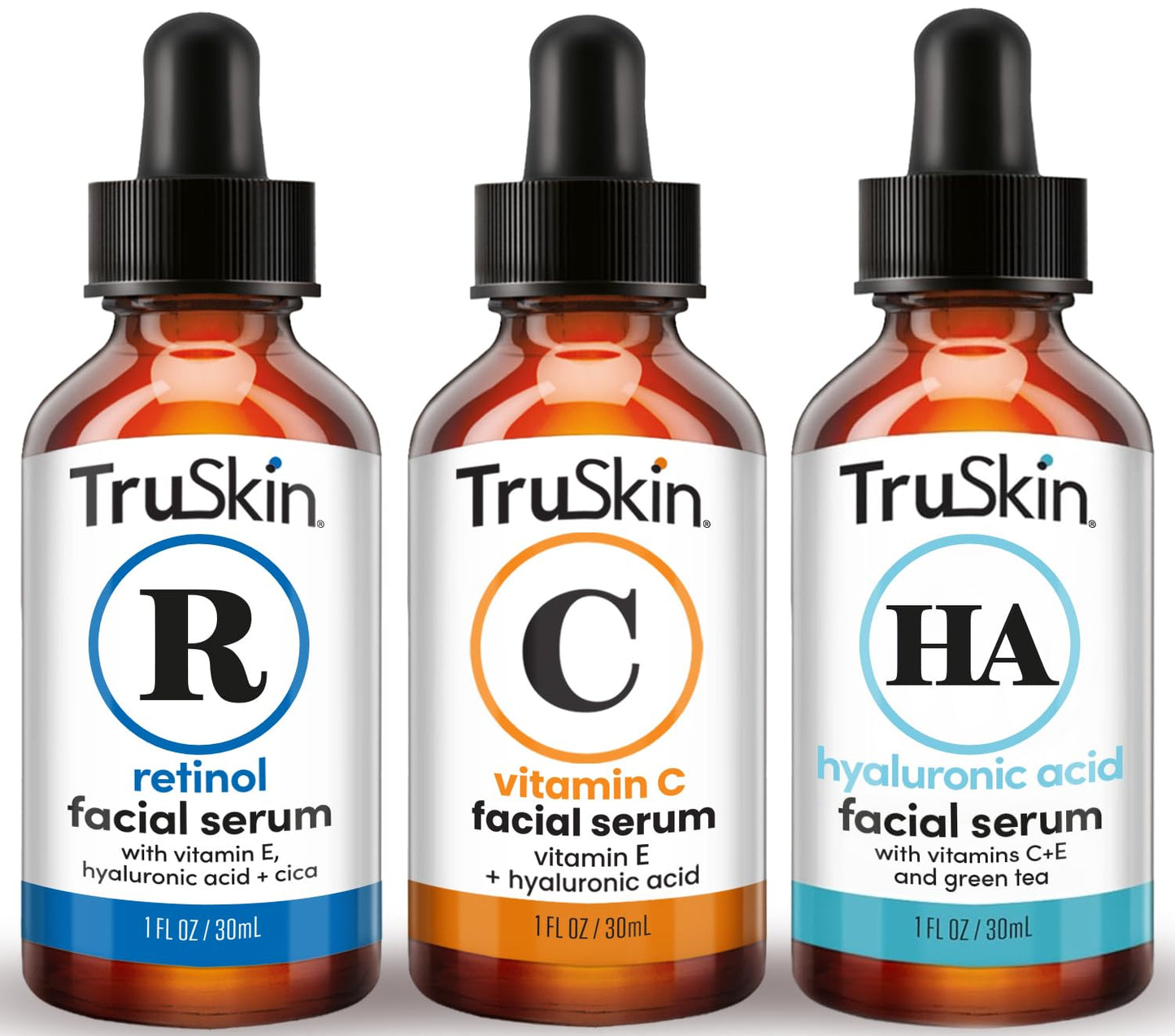 TruSkin Three-Step Skincare Set – Unscented, Paraben-Free Serums for Intentional Beauty