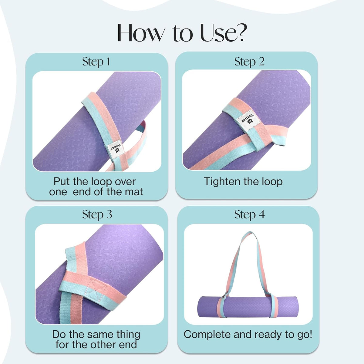 Tumaz Yoga Mat Strap – Thoughtful Birthday Gift for Yogis, 16+ Colors with Adjustable Slipknot Carrier
