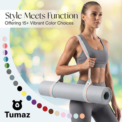Tumaz Yoga Mat Strap – Thoughtful Birthday Gift for Yogis, 16+ Colors with Adjustable Slipknot Carrier