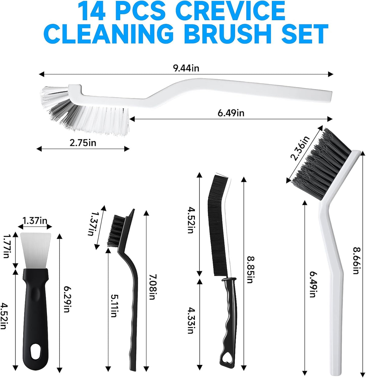 Turbo Bristle 14Pcs Grout and Crevice Brush Set – Power-Through Bathroom Floors Between Conference Calls and Deadlines