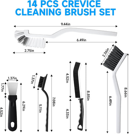 Turbo Bristle 14Pcs Grout and Crevice Brush Set – Power-Through Bathroom Floors Between Conference Calls and Deadlines