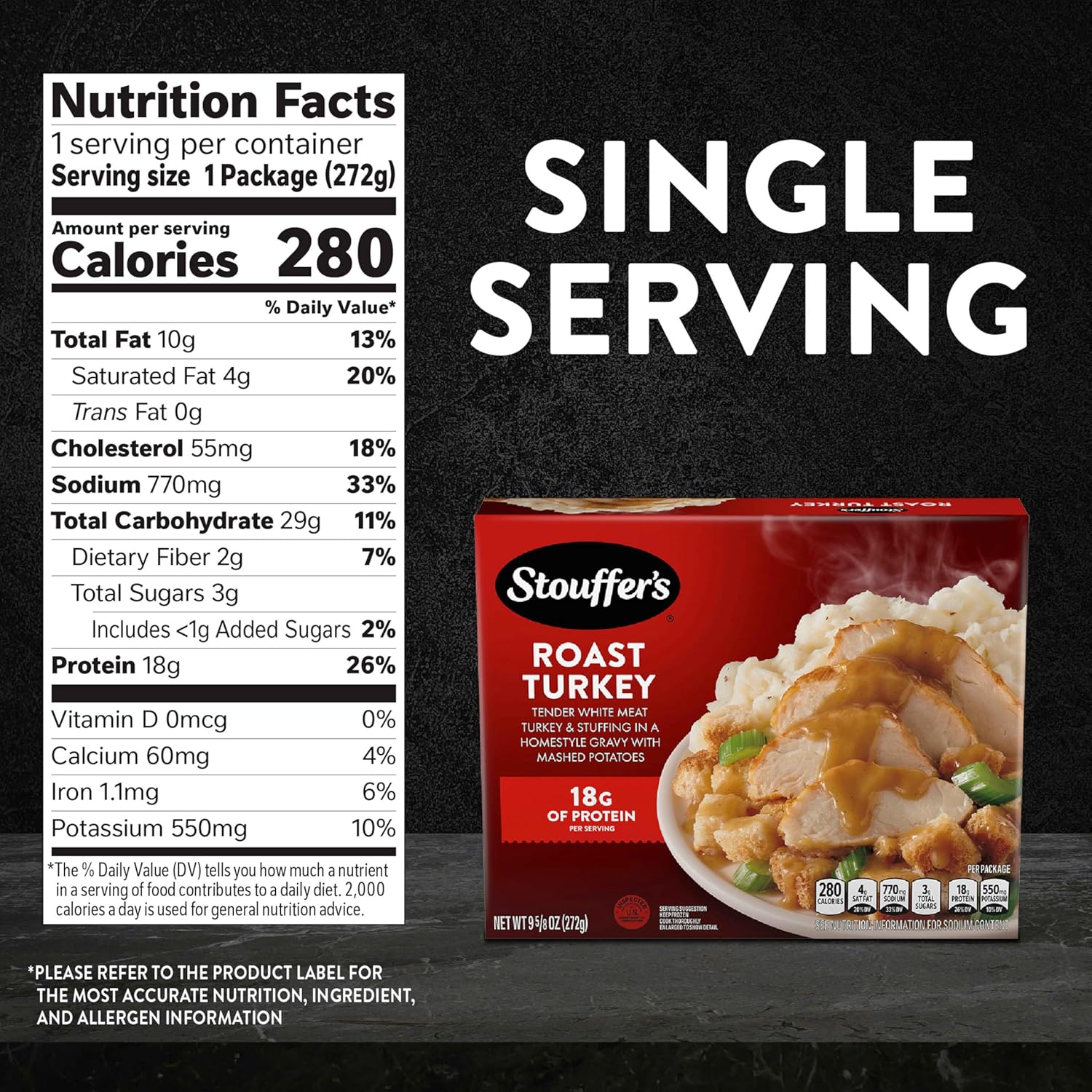 turkey tenderloins paired with stuffing in gravy and mashed potatoes