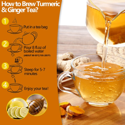 Turmeric Ginger Cinnamon Tea Bags – Caffeine-Free Focus Brew for Home Office Desks and Long Study Sessions