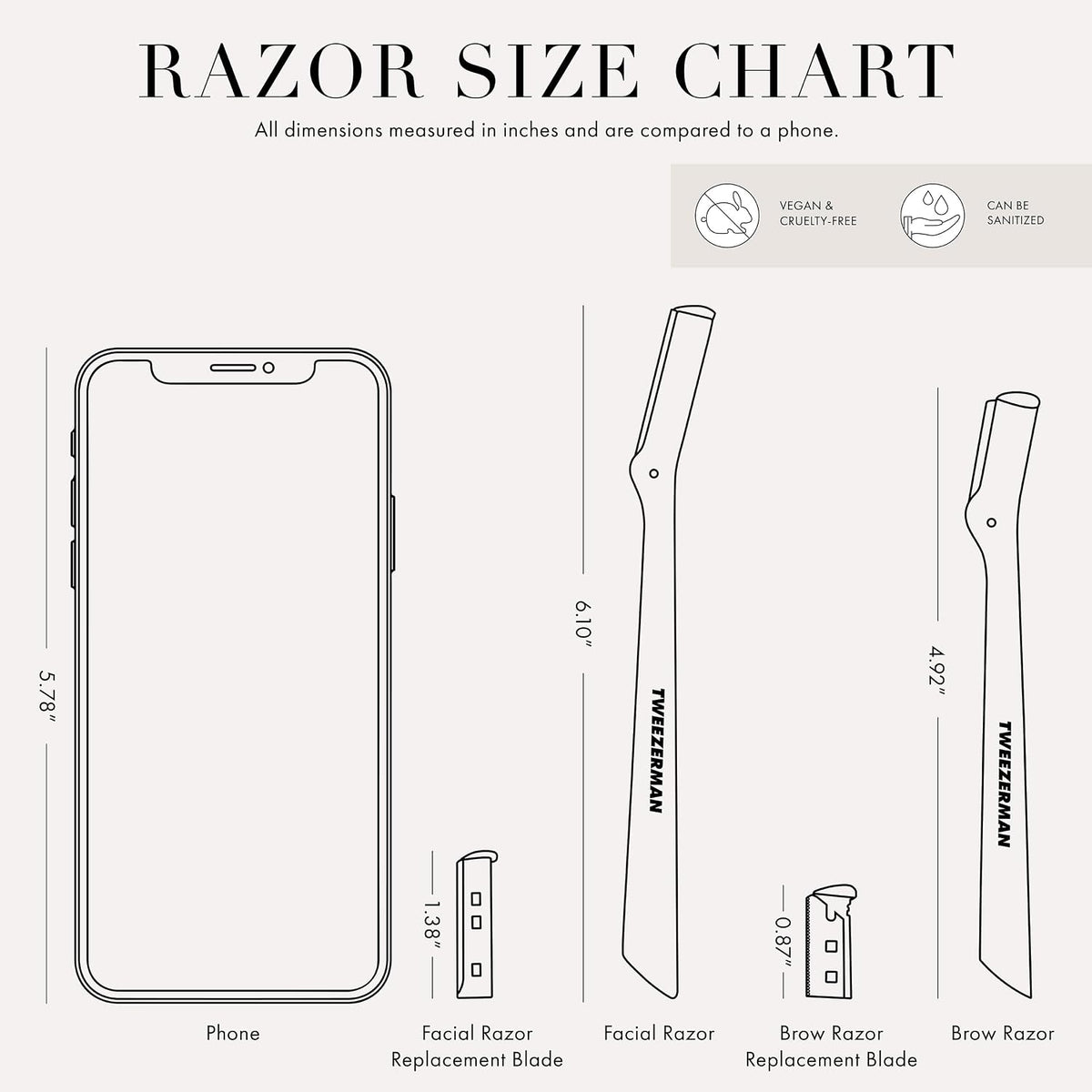 Tweezerman Facial Razor — High-End Alternative to Spa Dermaplaning, Polished Finish for the Dresser Top