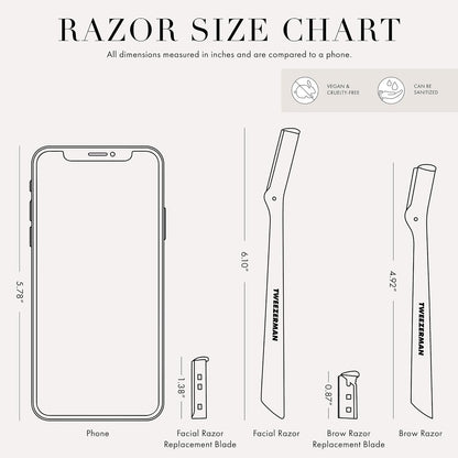 Tweezerman Facial Razor — High-End Alternative to Spa Dermaplaning, Polished Finish for the Dresser Top