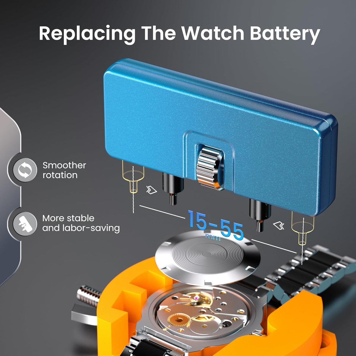 tweezers for safe battery handling and pry tool for pry-off case backs