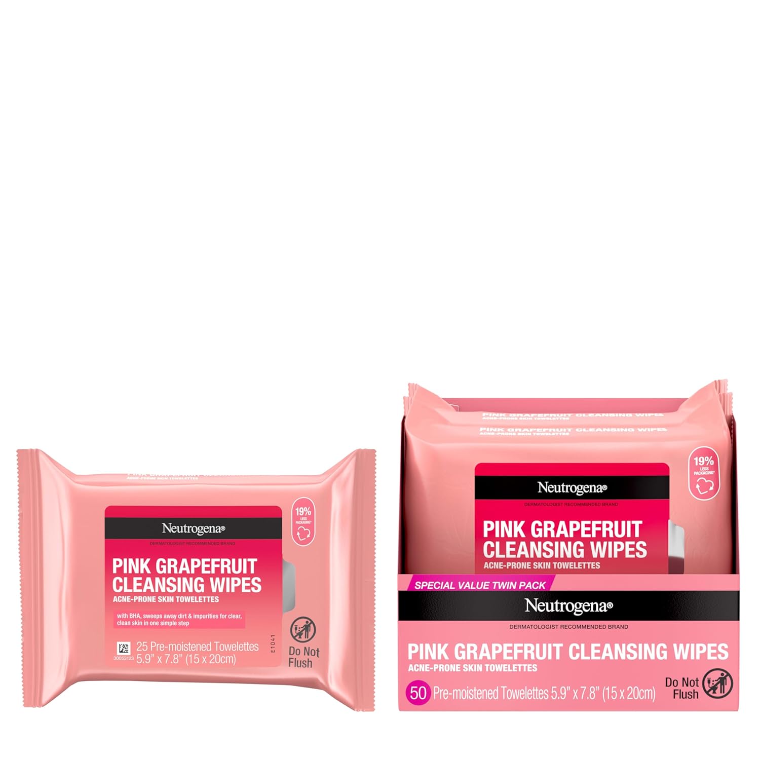 twin pack containing two 25-count resealable pouches (50 wipes total)