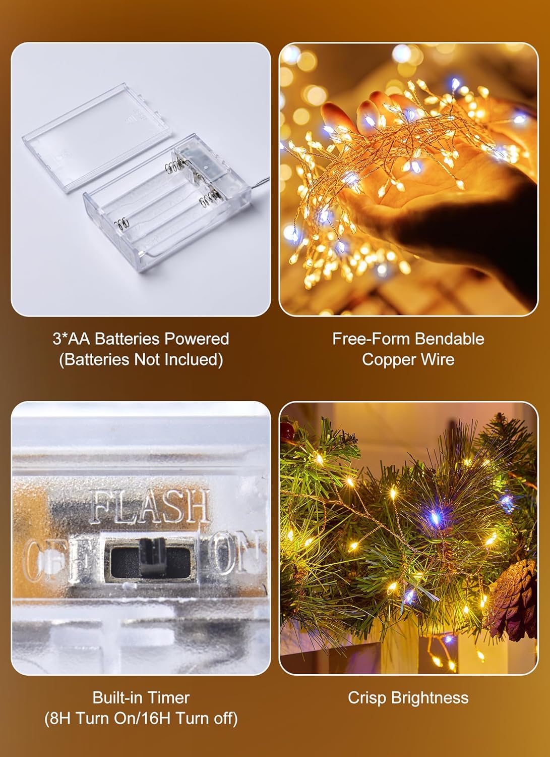 Twinkle Lights Battery Operated – Housewarming Gift for Women, 40FT Battery Powered Garland Set
