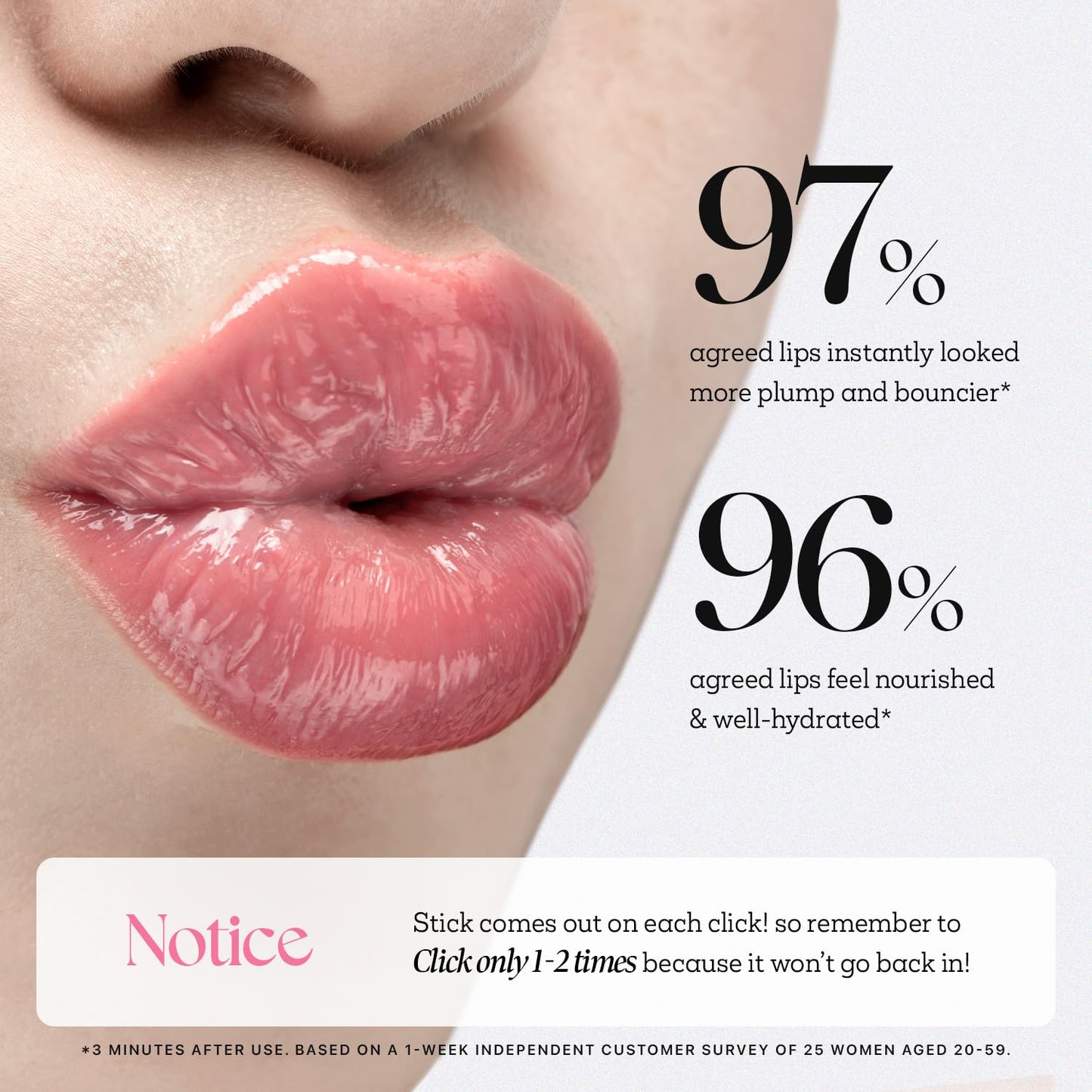 twist-up one-click stick applicator that locks in place (no retraction)