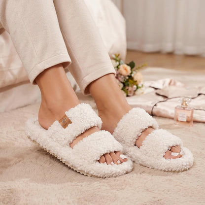 two-band fuzzy open-toe upper