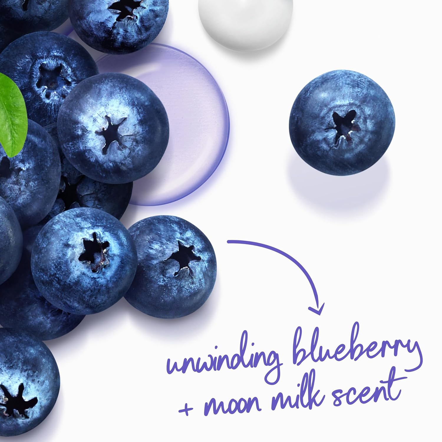 two calming scent variants: blueberry & moon milk and chamomile