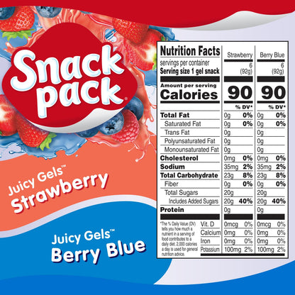 two fruit flavors per pack: strawberry and berry blue