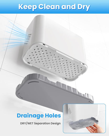 two included adhesive strips (one active, one backup) with 24-hour press cure for strong wall hold