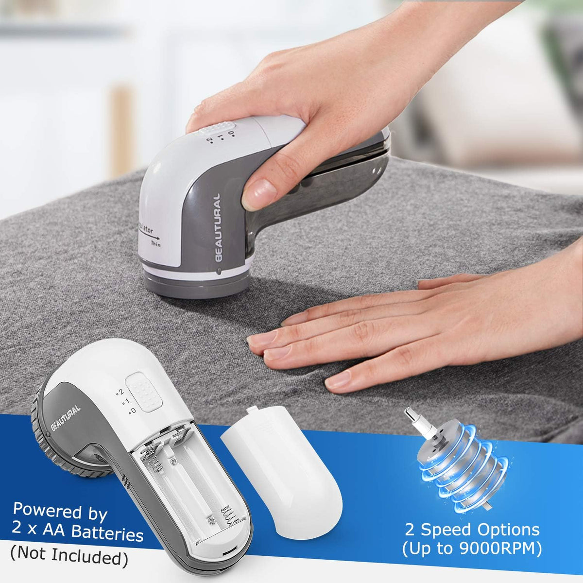 two replaceable stainless steel blades included for years of use