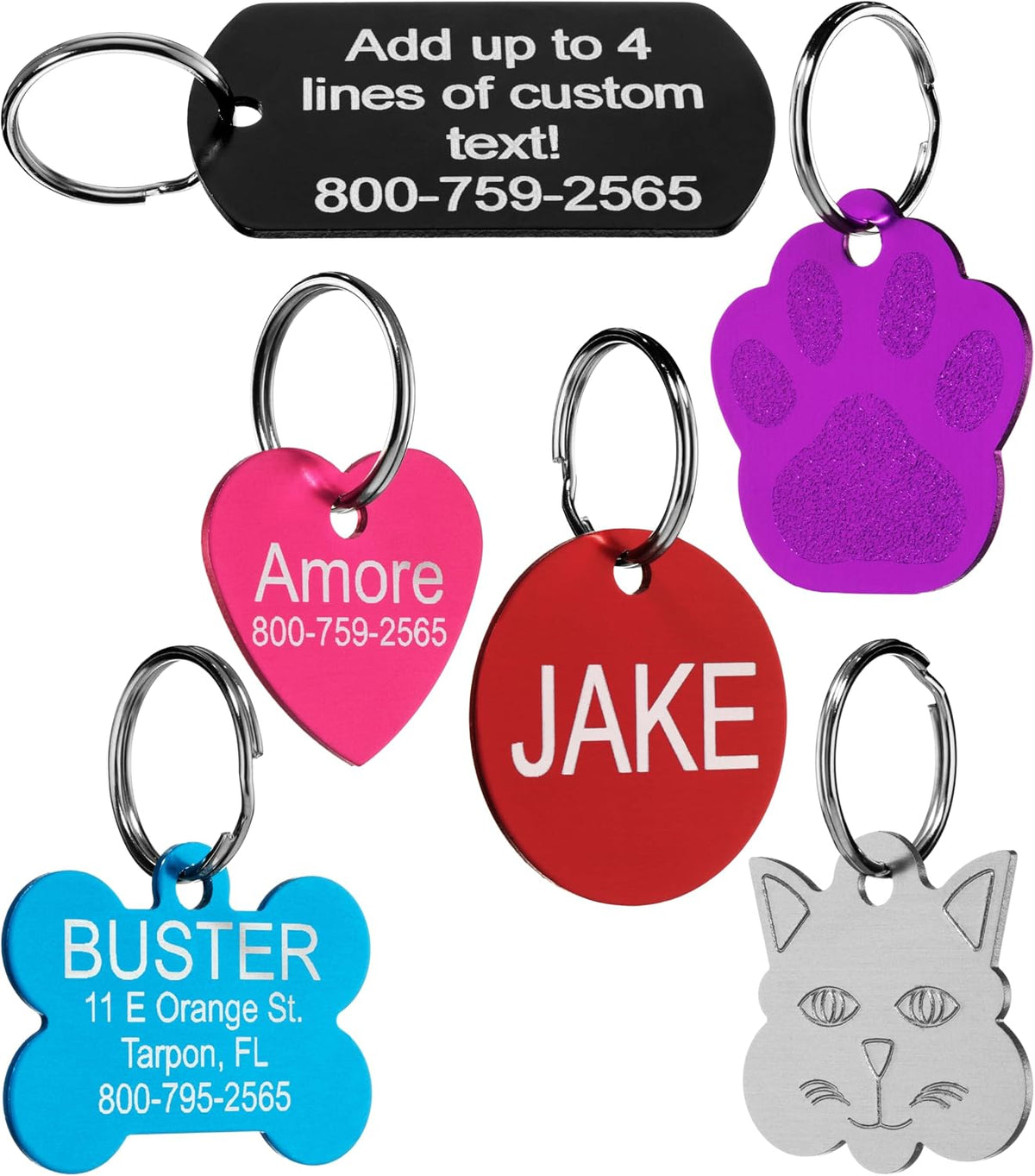 two size options: small (~1 inch) for cats and small breeds, large (~1.25 inch) for medium-to-large dogs