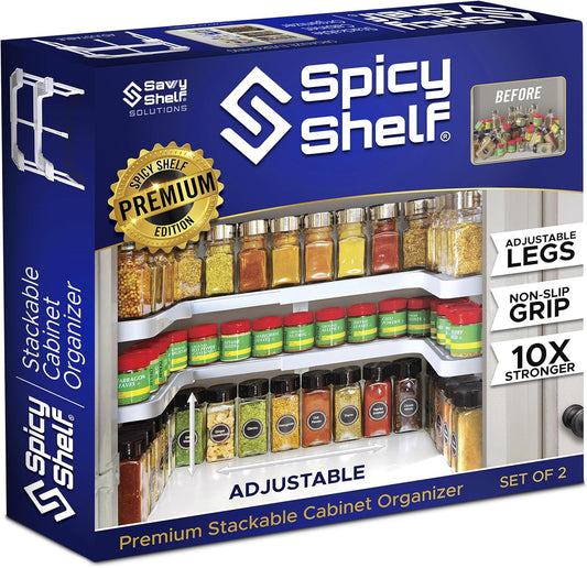 two-tier tiered shelf design providing upper and lower storage levels
