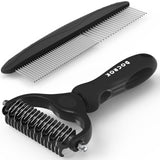 Docrok 2-in-1 Undercoat Rake - Soothing At Home Spa Experience for Your Cat or Dog, Soft Edges for Comfortable Grooming