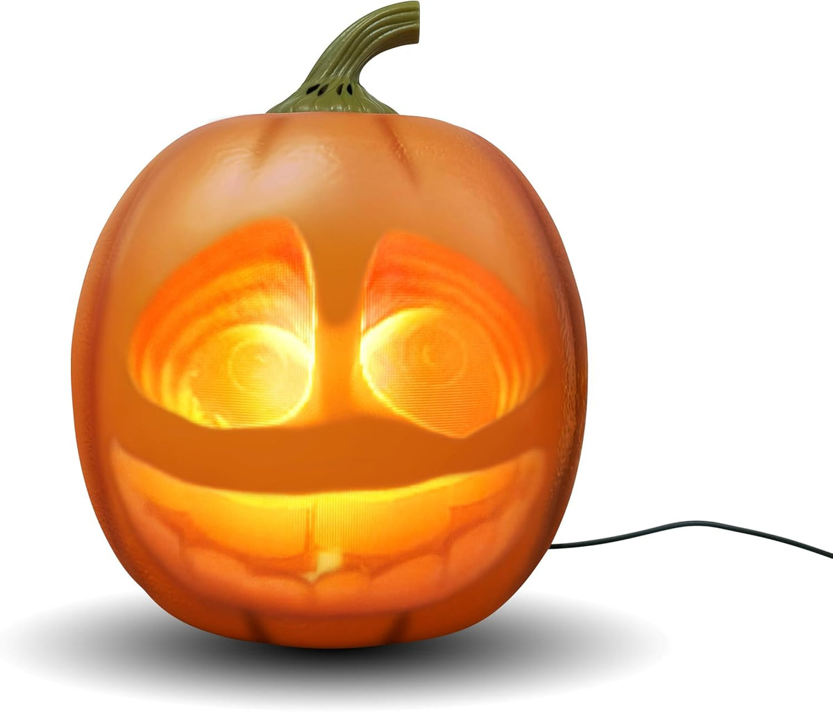 ultra-realistic texturized 12-inch xl pumpkin shell with patented projection technology and usb content upload port