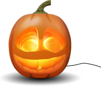ultra-realistic texturized 12-inch xl pumpkin shell with patented projection technology and usb content upload port