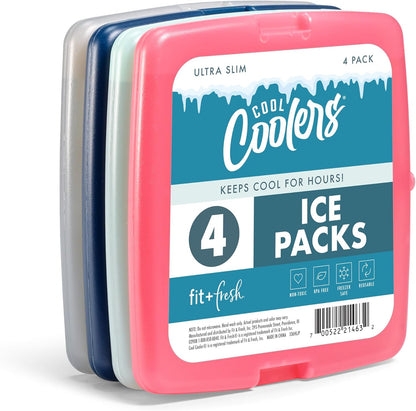 ultra-thin 5" x 0.5" x 4.75" slim rectangular shape that lays flat in lunch boxes