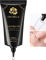 UNA GELLA Salon-Quality Solid Nail Gel for Elegant Manicure Collections, Clear Brush-Free Tip Adhesive for Elevated Press-On and Gel-X Builds