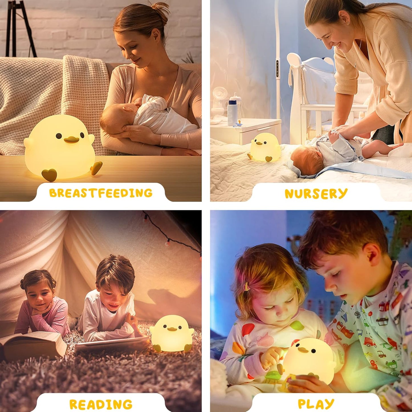 UNEEDE Cute Bean Animal Night Light – Calming Bedside Lamp for Bedtime Routine and Mindful Wind-Down, Soft Silicone Glow