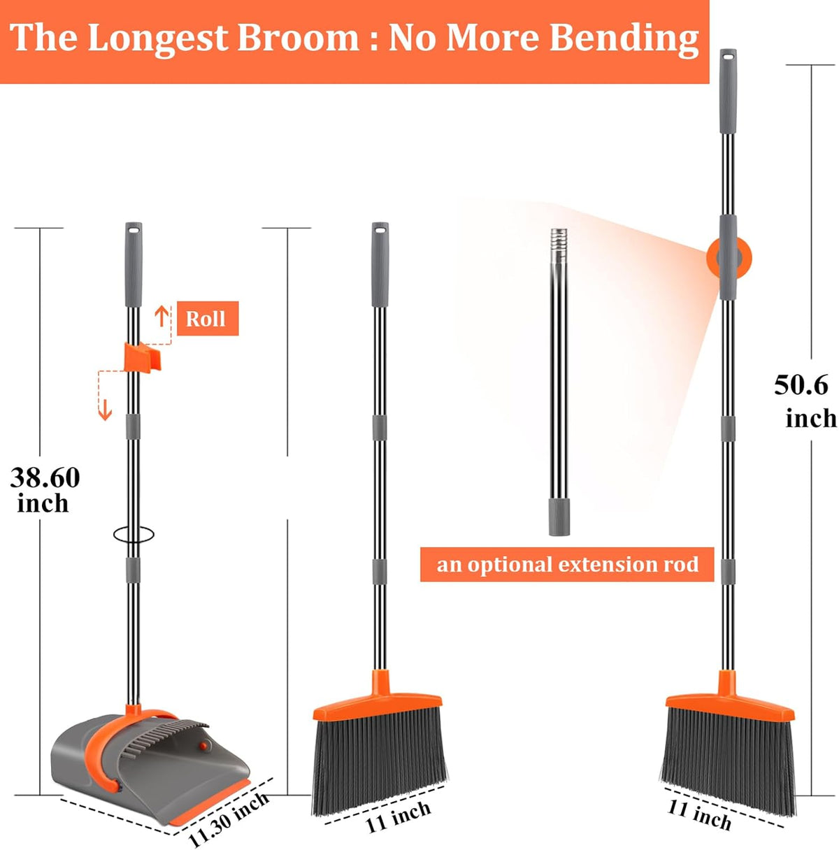unflagged heavy-duty polypropylene bristles with angled design for hard floor sweeping