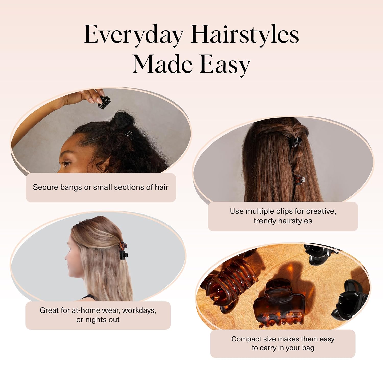 universal compatibility marketed for fine, thick, curly, and straight hair textures
