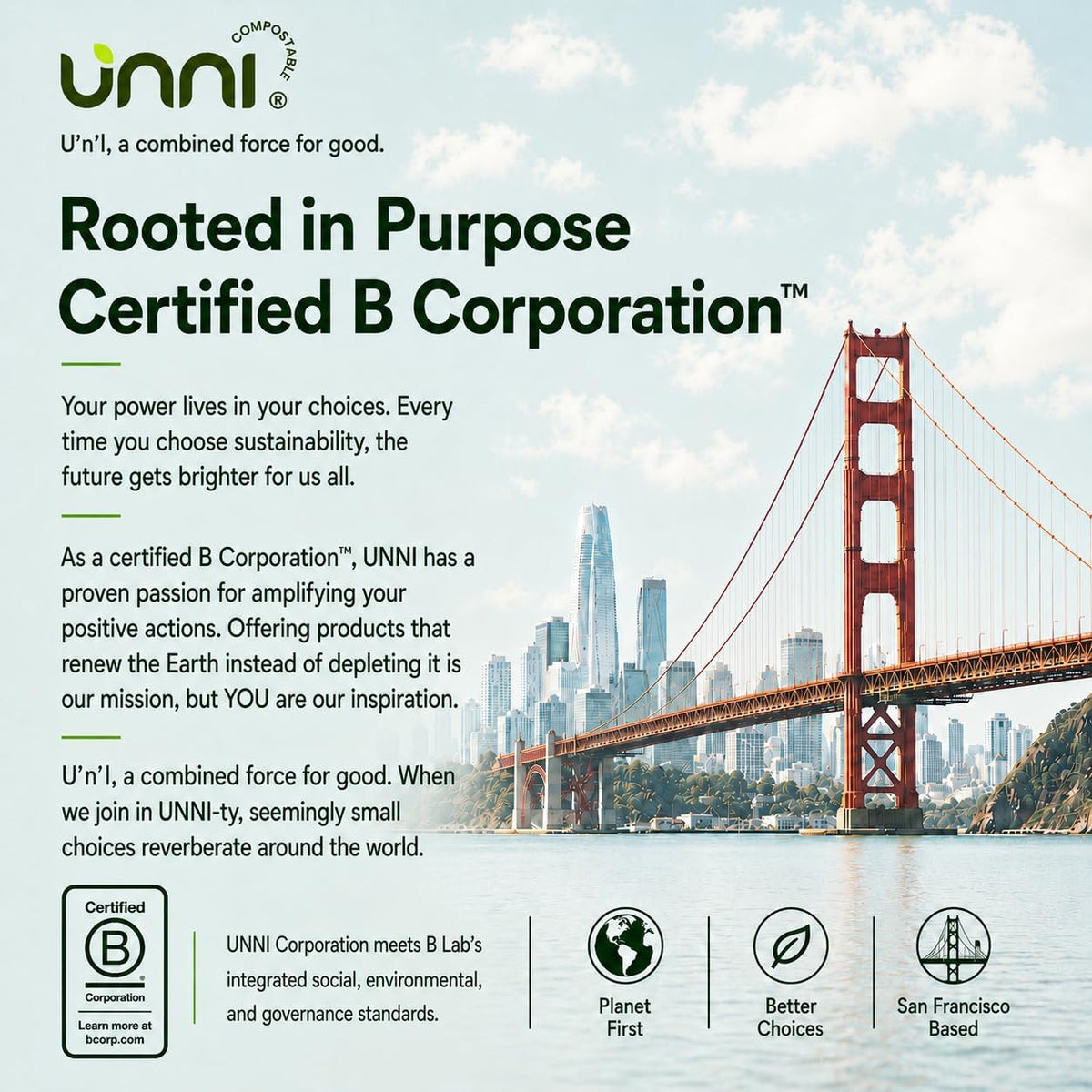 UNNI Biodegradable Bags – Clean-Looking 13 Gallon Kitchen Pail Liners for Simple Routines