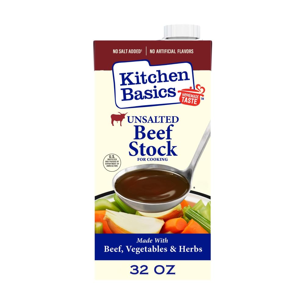 unsalted formulation with 65% less sodium than the original kitchen basics beef stock