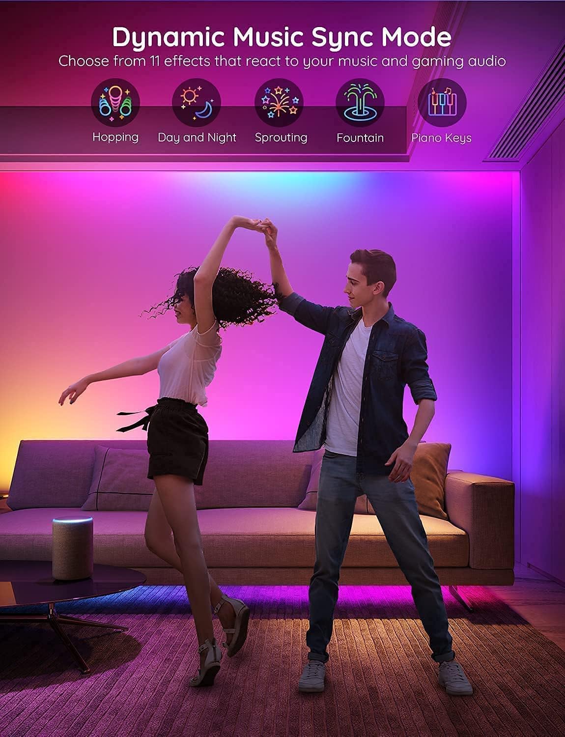 upgraded music sync mode with 11 modes and integrated high-sensitivity microphone