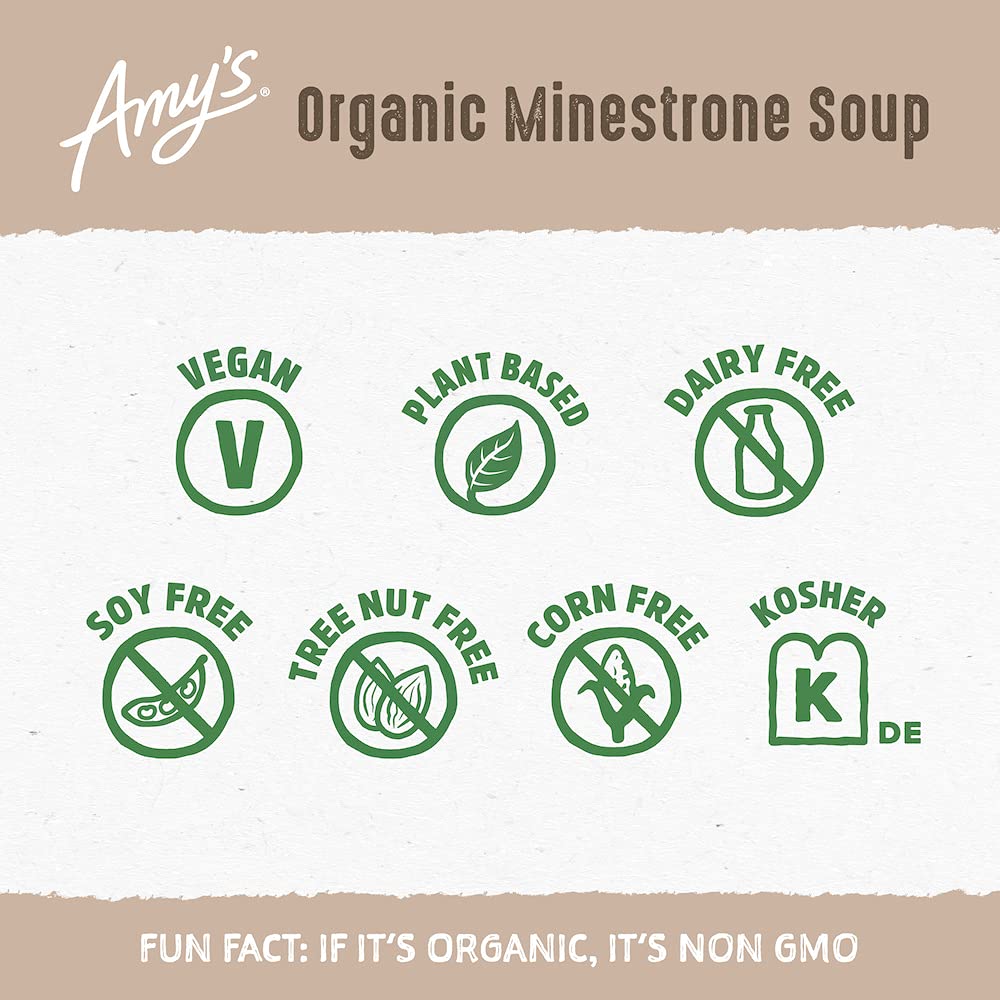 usda certified organic vegetables, beans, and noodles in tomato broth
