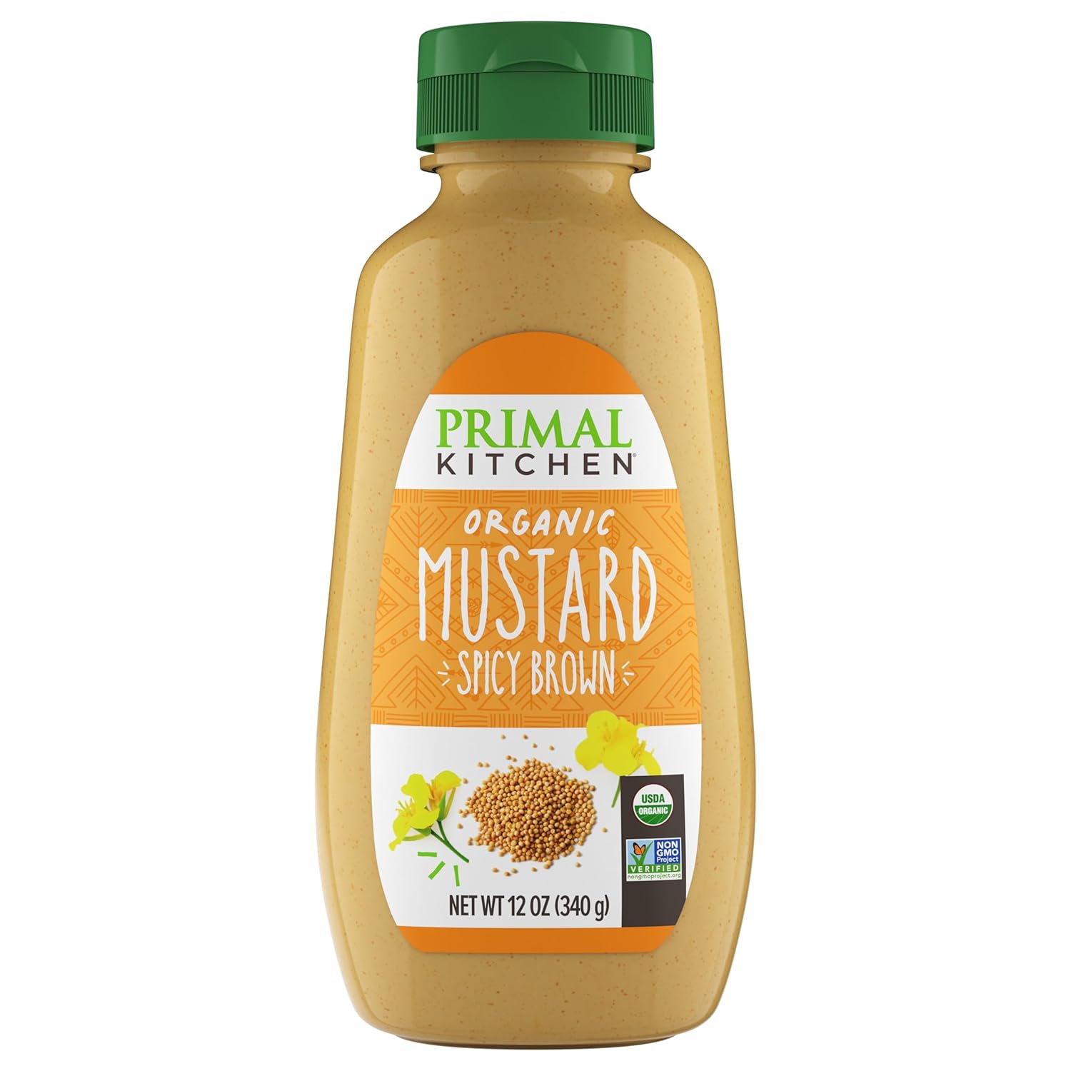 usda organic certification with 5 simple ingredients (water, organic vinegar, organic mustard seeds, salt, organic turmeric)