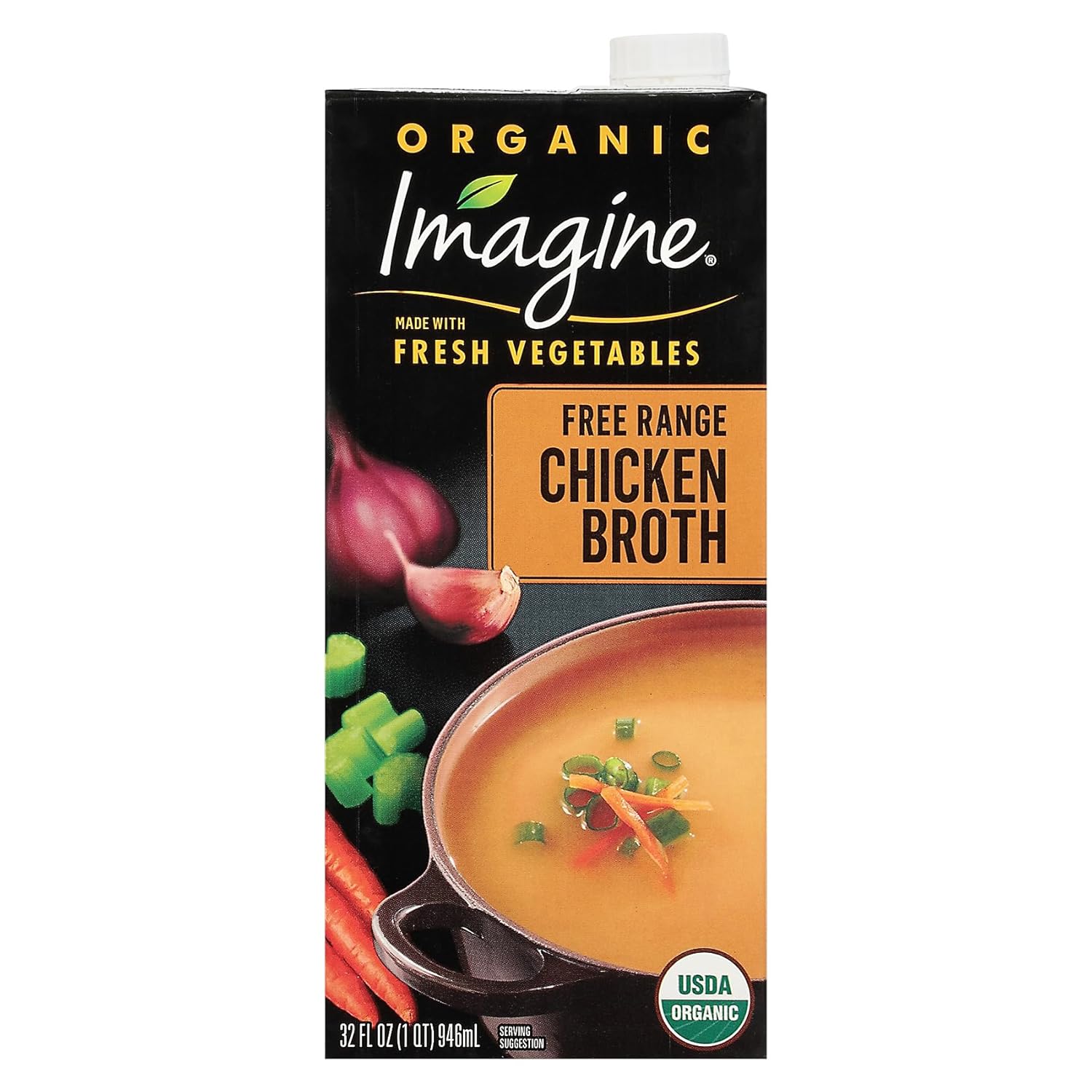 usda organic certification with organic chicken, onions, celery, carrots, sea salt, and spices