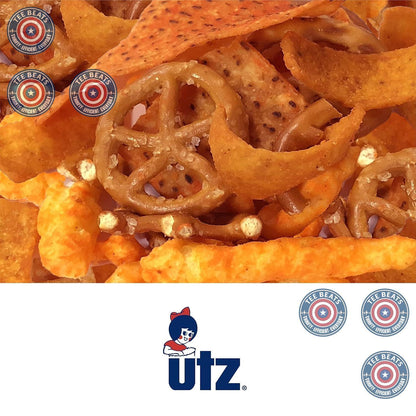 Utz Party Mix 26 oz Barrel - Kid-Friendly After-School Snack for Lunchboxes and Playroom Pantry Stocking