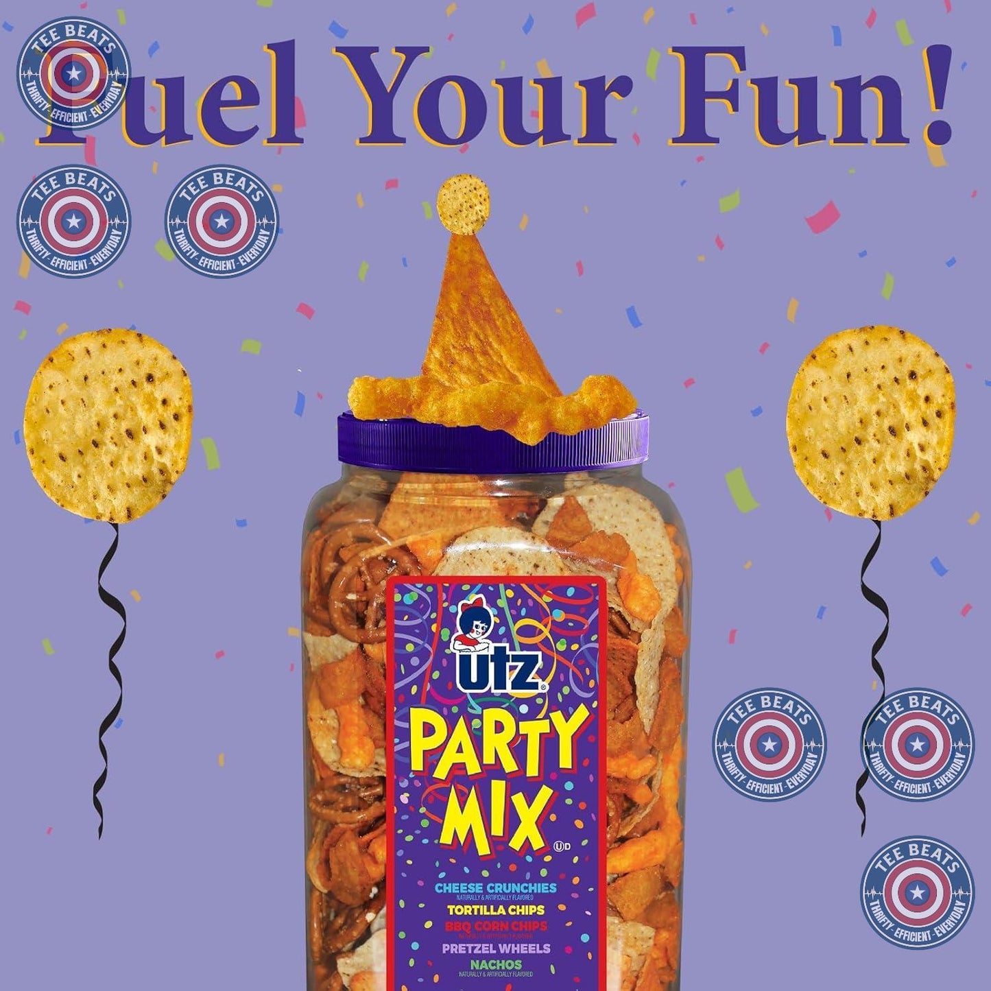 Utz Party Mix Bulk Barrel - Easy Holiday Gift Basket Addition for Coworkers, Neighbors, and Entertainers