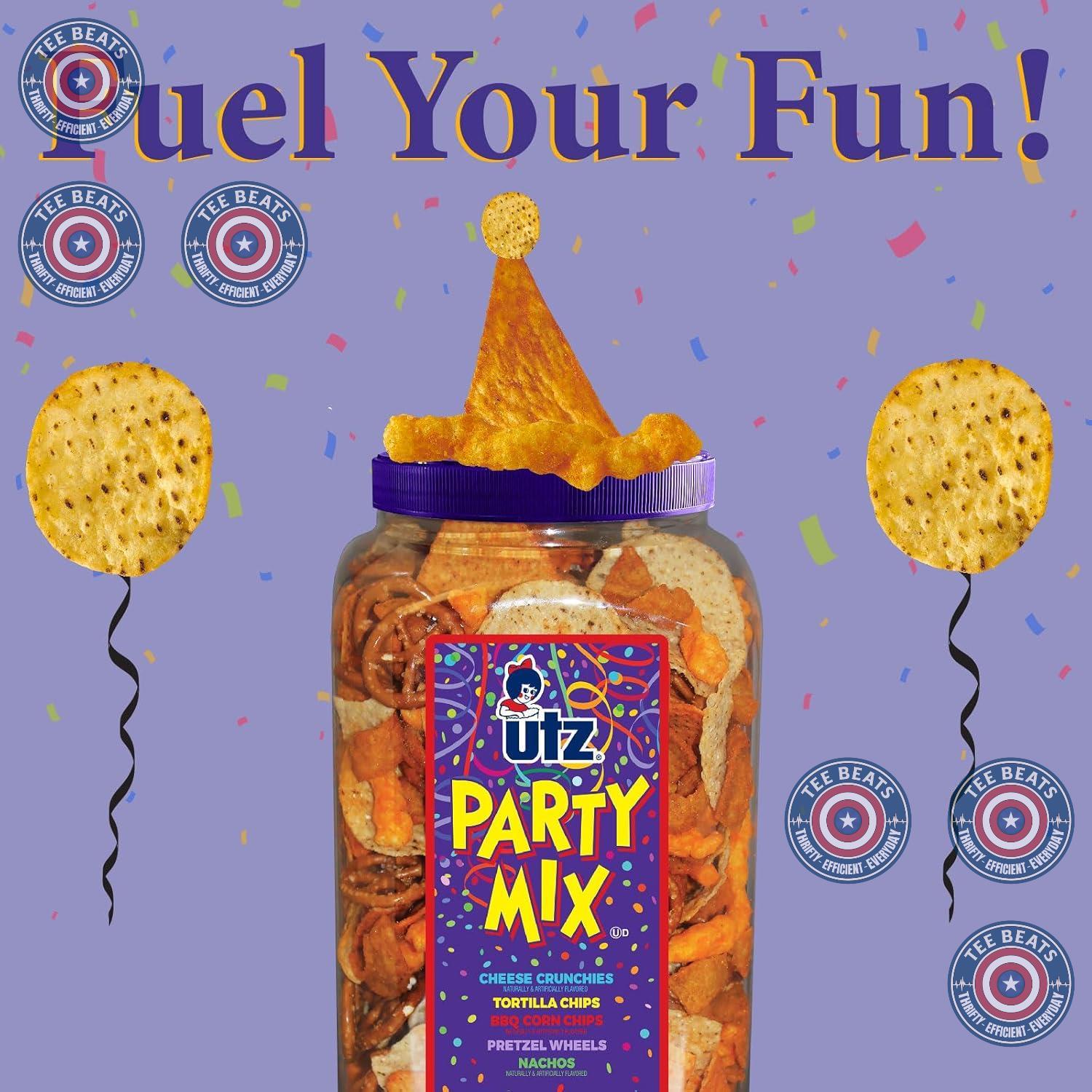 Utz Party Mix Bulk Barrel - Easy Holiday Gift Basket Addition for Coworkers, Neighbors, and Entertainers