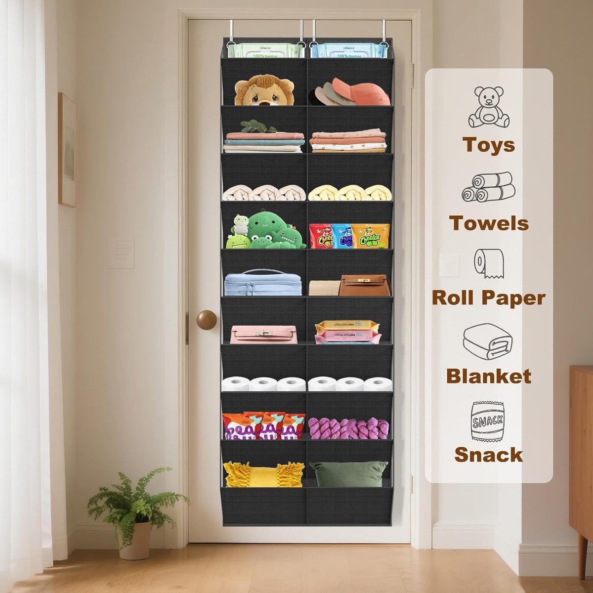 UVIAHOMI Hanging Shoe Rack for Mudroom – 30-Pair Storage with Clear Pockets and Neutral Finish