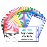 SUNEE Reusable Worksheet Holders for Tutoring Sessions, Quick-Change Dry Erase Pockets with Binder Rings