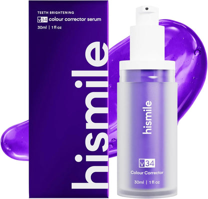 v34 color-correcting purple pigment technology that optically neutralizes yellow tones