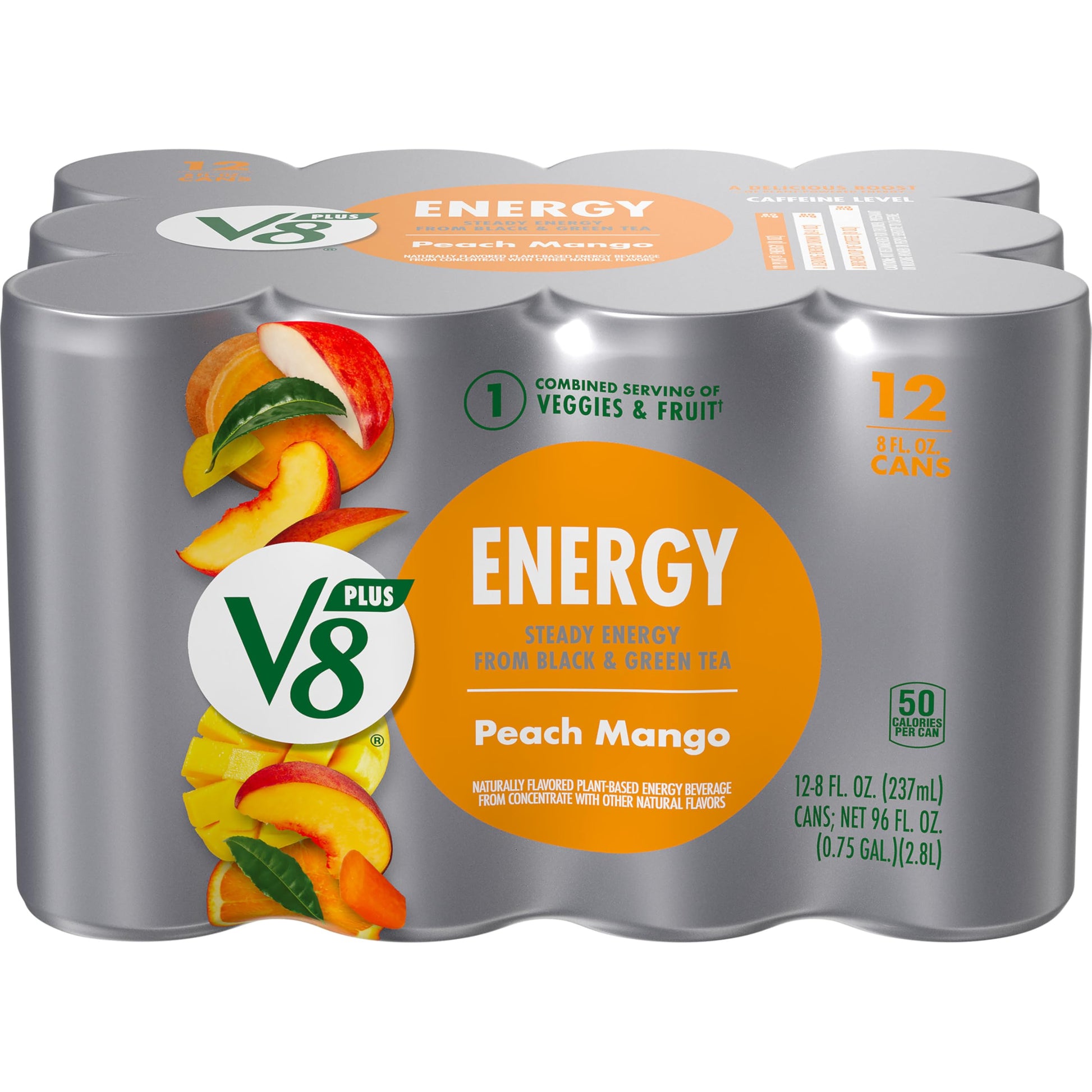 V8 +Energy Sparkling Strawberry Kiwi – Clean 80mg Caffeine Boost for Home Office Focus