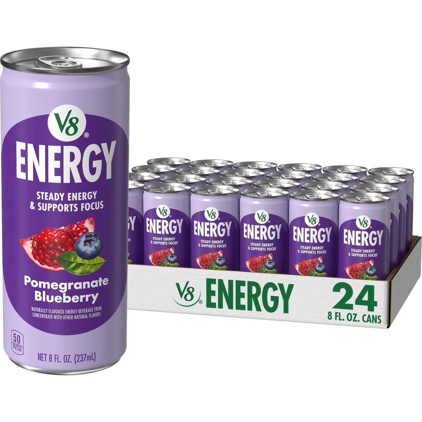 V8 +Energy Sparkling Strawberry Kiwi – Clean 80mg Caffeine Boost for Home Office Focus