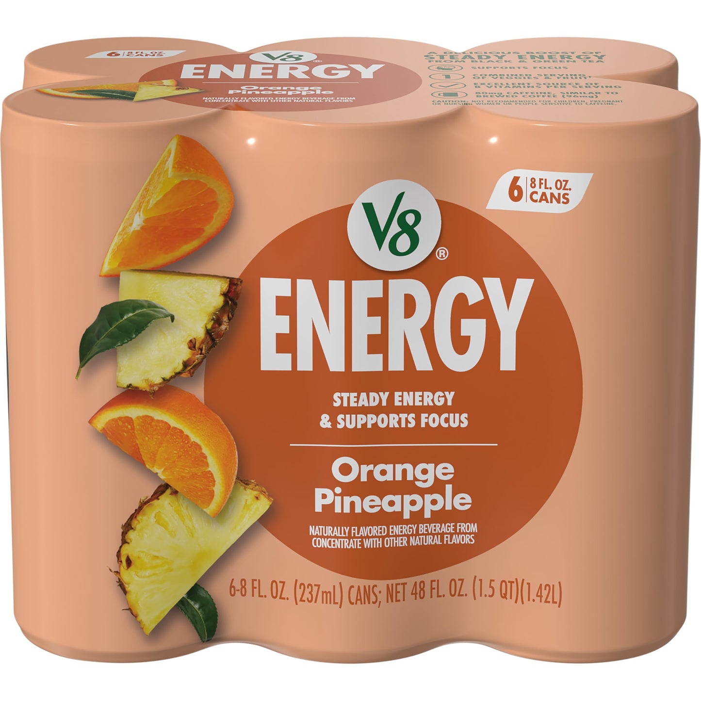 V8 +Energy Sparkling Strawberry Kiwi – Clean 80mg Caffeine Boost for Home Office Focus