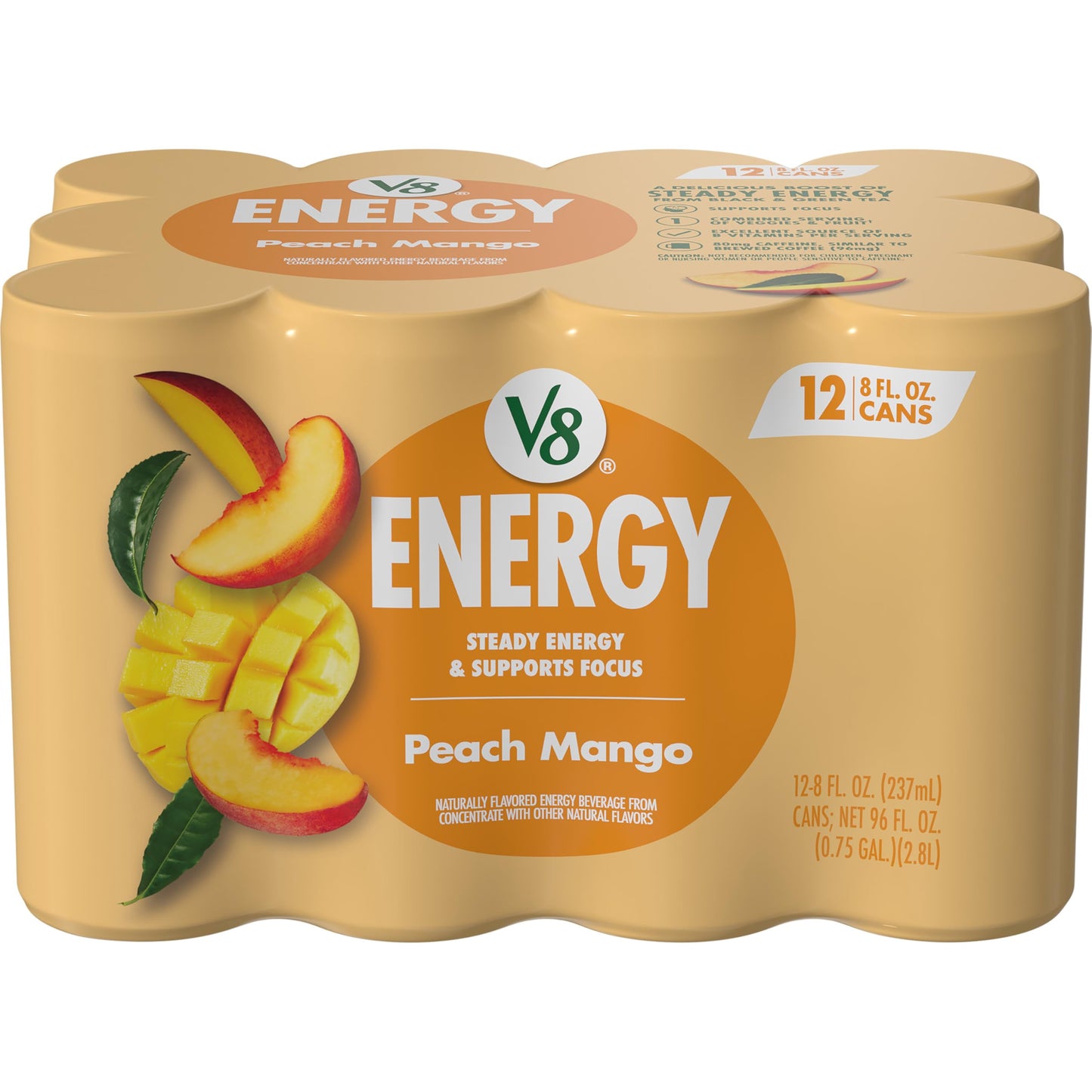 V8 +Energy Sparkling Strawberry Kiwi – Clean 80mg Caffeine Boost for Home Office Focus