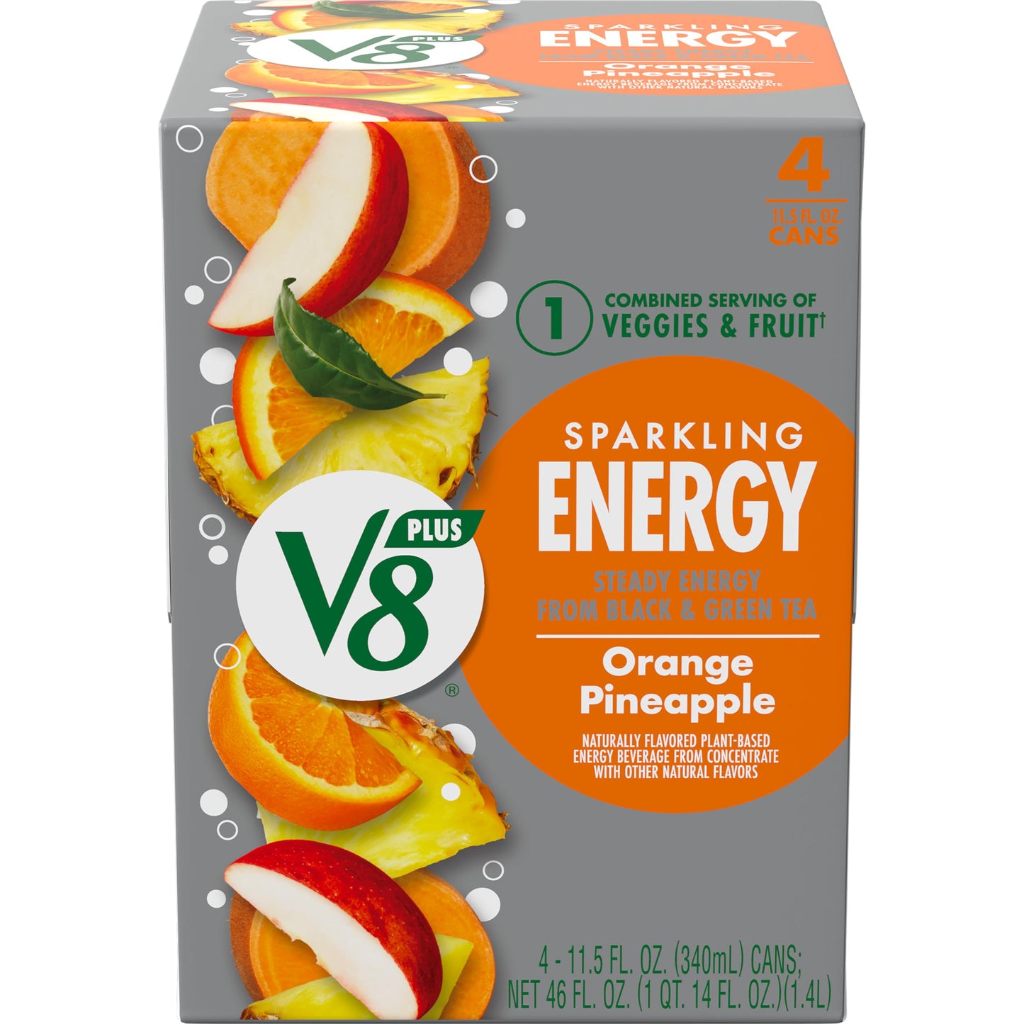 V8 +Energy Sparkling Strawberry Kiwi – Clean 80mg Caffeine Boost for Home Office Focus