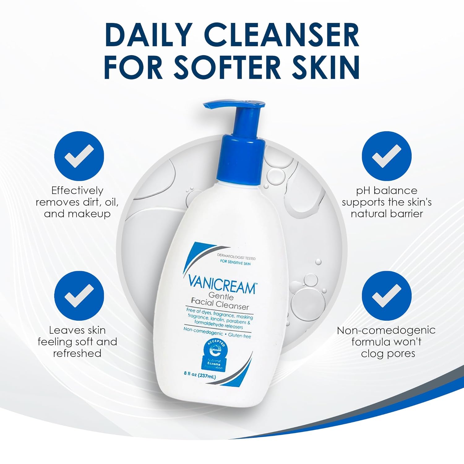 Vanicream Gentle Facial Cleanser 8 fl oz – Dermatologist-Recommended Gift for Friends with Reactive Skin