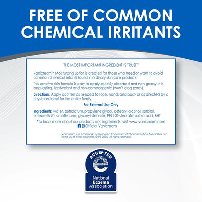 Vanicream Pump Lotion – Dermatologist Trusted Formula Safe for Kids, Adults, and Sensitive Users
