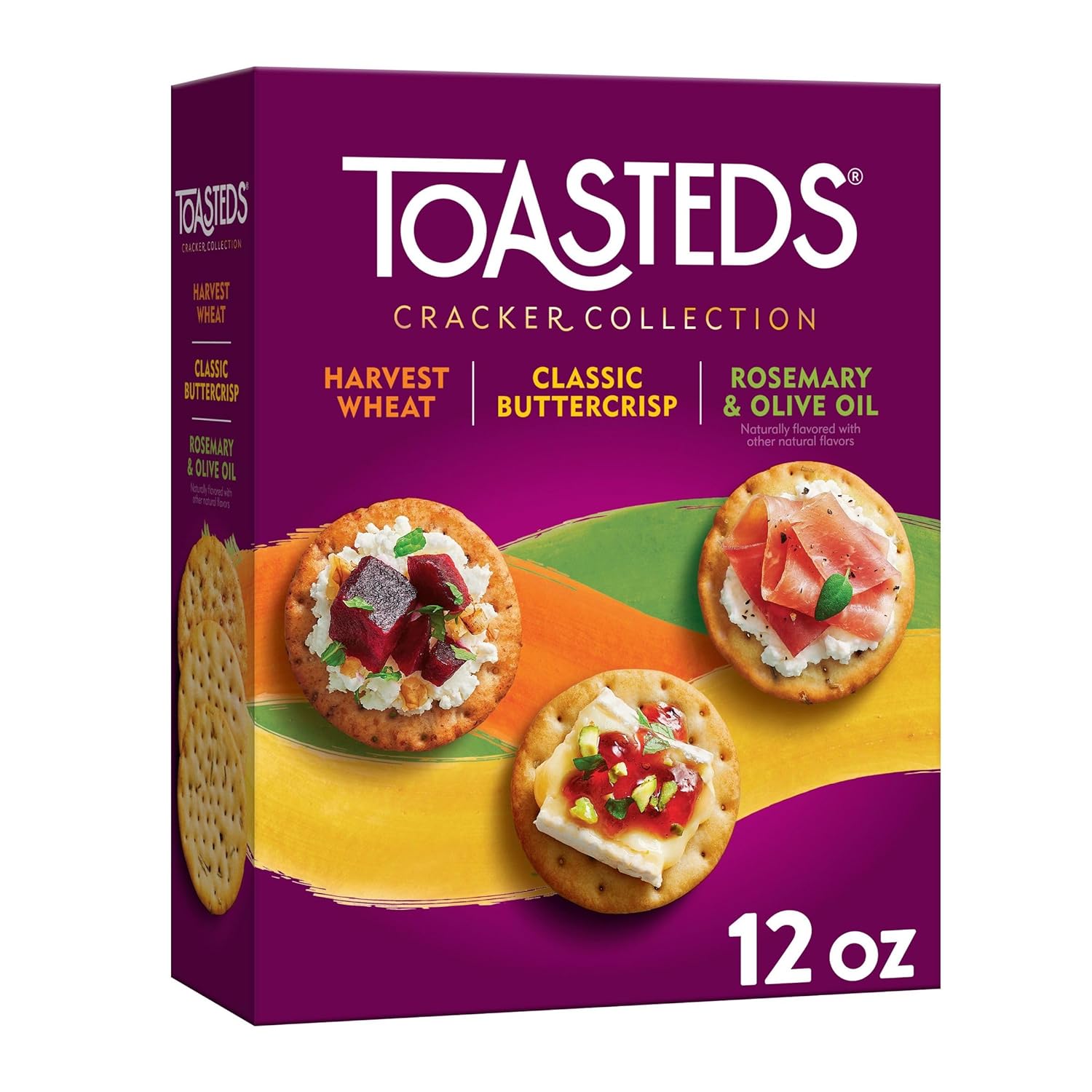 variety pack with harvest wheat, classic buttercrisp, and rosemary and olive oil flavors